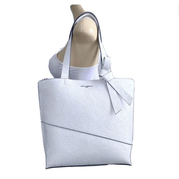 KARL LAGERFELD PARIS NWT Chantelle Floral Lace Tote -Winter White Purse, MP $168 - Picture 12 of 12